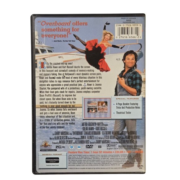 Overboard DVD Starring Goldie Hawn Kurt Russell 1980s Comedy Movie - Picture 3 of 5